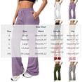 thumbnail image 3 of Ayolanni Womens Pants Jogging Hiking Solid Straight Leg Pants White Drawstring Elastic Waist Slim Cargo Pants with Pockets XL, 3 of 7