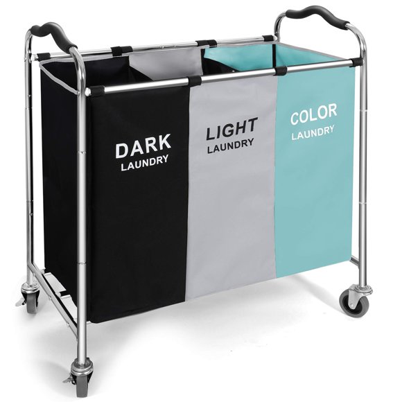 Cesto de ropa Yuelan, organizador impermeable de 3 secciones, 76 x 41 x 89 cm
