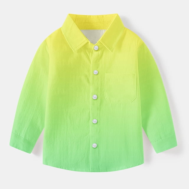 YUNAFFT Unisex Kids Uniform Shirt Gradual Color Pockets Long Sleeve Stretch Comfy 6M-8Y