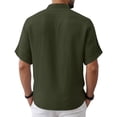 thumbnail image 5 of Men's Linen Shirts Summer Short Sleeve Button Down Collar Beach Boho Tops Casual Breathable Henley Shirts Plus Size, 5 of 8