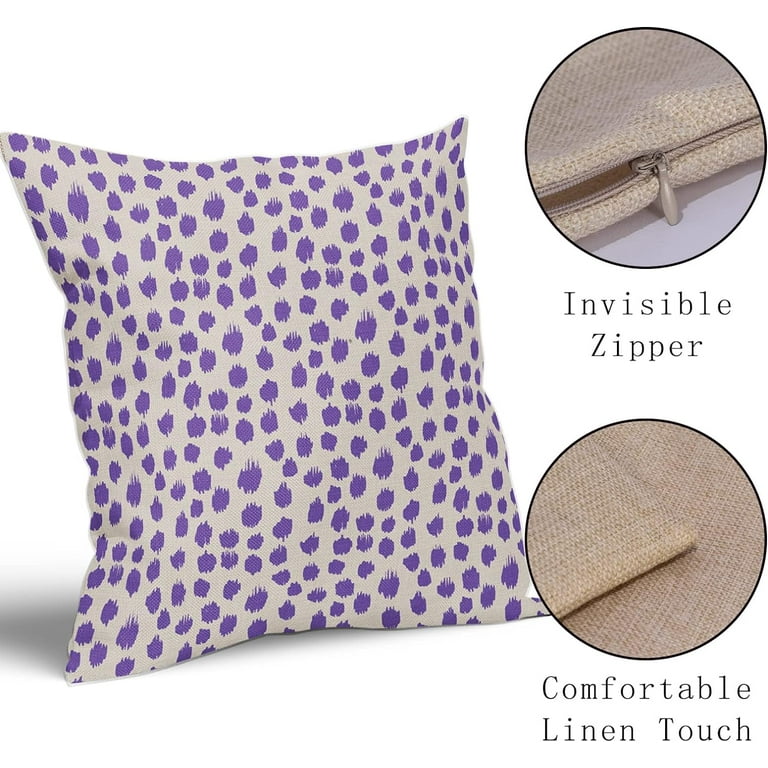 Purple Cream Pillow Covers 20x20 Set of 2 Boho Design Polka Dot Throw Pillows Modern Brush Strokes Print Decorative Outdoor Pillowcase Square Cushion