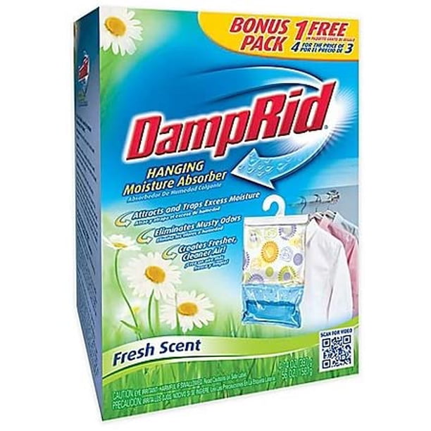 DampRid Gancho Absorbe Humedad con Aroma Fresco 1.58 Kg (4 Piezas) DampRid Gancho Absorbe Humedad
