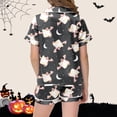 thumbnail image 4 of Weebloom Cute Pajama Sets For Tween Girl Silk Satin Cat Graphic Short Sleeve Button Up Shirts And Shorts Summer Fall 2 Piece Set Pjs Jammies, 4 of 5