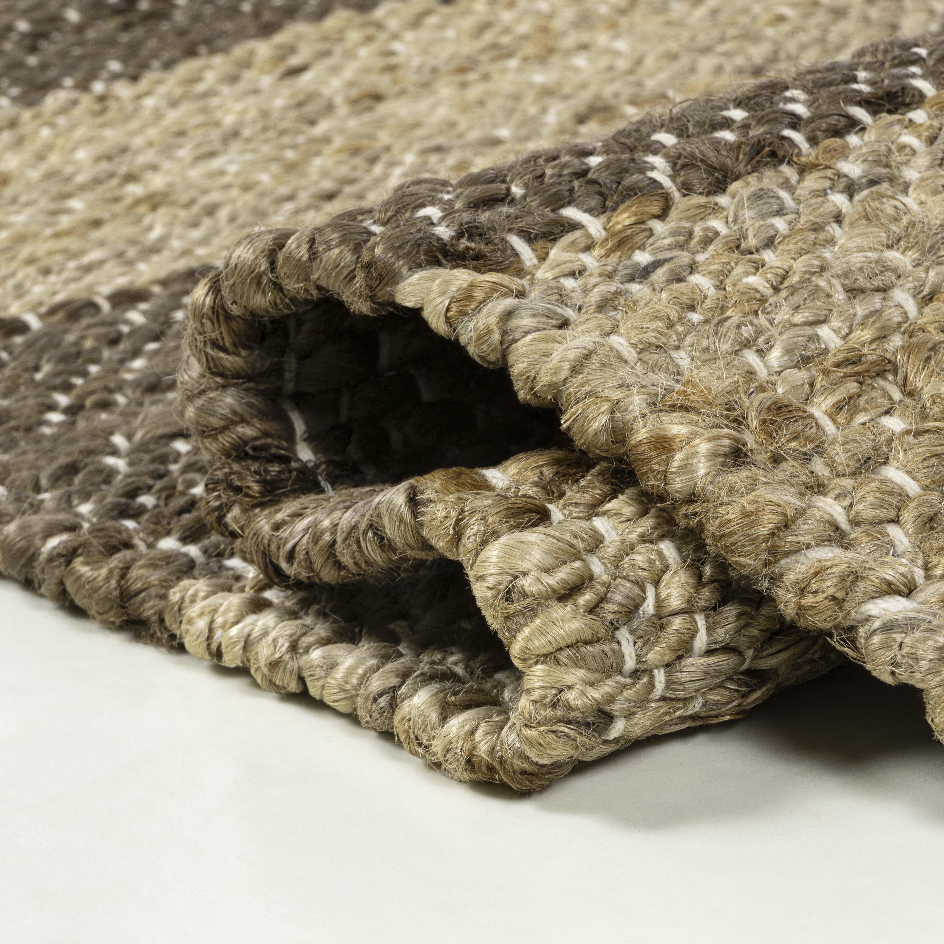 JONATHAN Y NATURAL FIBER 4 x 6 Area Rug, Jayden Rustic Farmhouse Woven Jute Stripe - Natural/Brown, NRF202A-4
