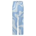 thumbnail image 5 of Abstract Blue Wavy Pattern Design Winter Female Pants Flannel High Waist Women Pants Lady Warm Straight Leg Plush Trousers, 5 of 7