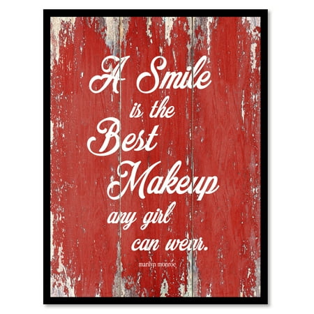 A Smile Is The Best Makeup Any Girl Can Wear Marilyn Monroe Inspirational Quote Saying Red Canvas Print Picture Frame Home Decor Wall Art Gift Ideas 22