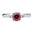 thumbnail image 2 of BERRICLE Sterling Silver 3-Stone Red Round Cut Cubic Zirconia CZ Fashion Anniversary Ring for Women, Rhodium Plated 0.8 Carat Size 5, 2 of 9