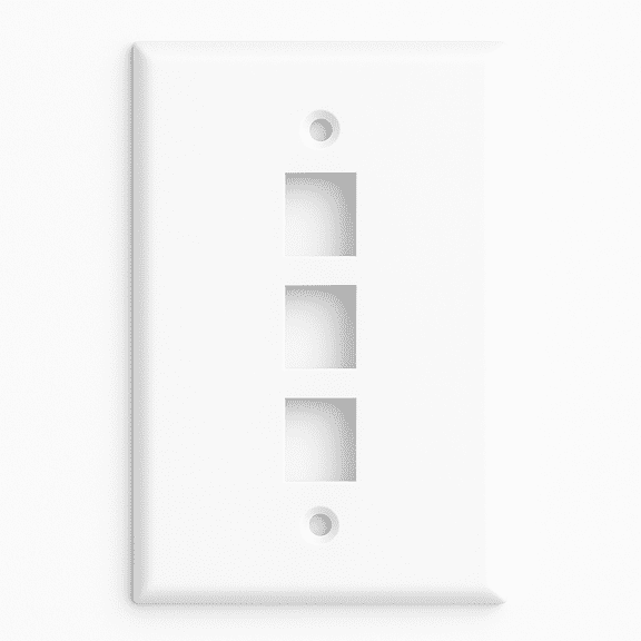 Keystone Wall Plate | 3 Hole, 1-Gang, White