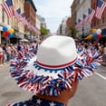 thumbnail image 1 of Patriotic Festival Hat July 4th Celebration Costume Accessory for Adults, Independence Day Party Prop, Red White Blue USA Flag Themed Woolen Cowboy Hat for Parades and National Holiday Events, 1 of 7