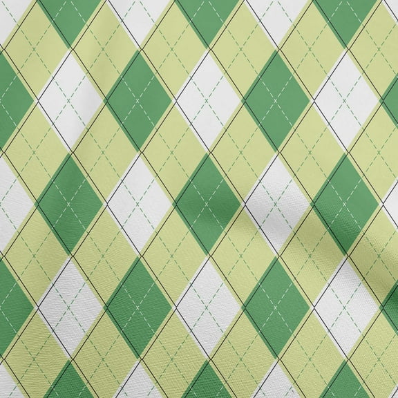 oneOone Cotton Cambric Olive Green Fabric Check Argyle Fabric For Sewing Printed Craft Fabric By The Yard 42 Inch Wide
