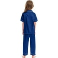thumbnail image 4 of Kids Satin Pajamas Kids Girls Boys Solid Summer Button Down Pajamas Pants Set Pjs Sleepwear Outfits Girls Pjs 5T, 4 of 8