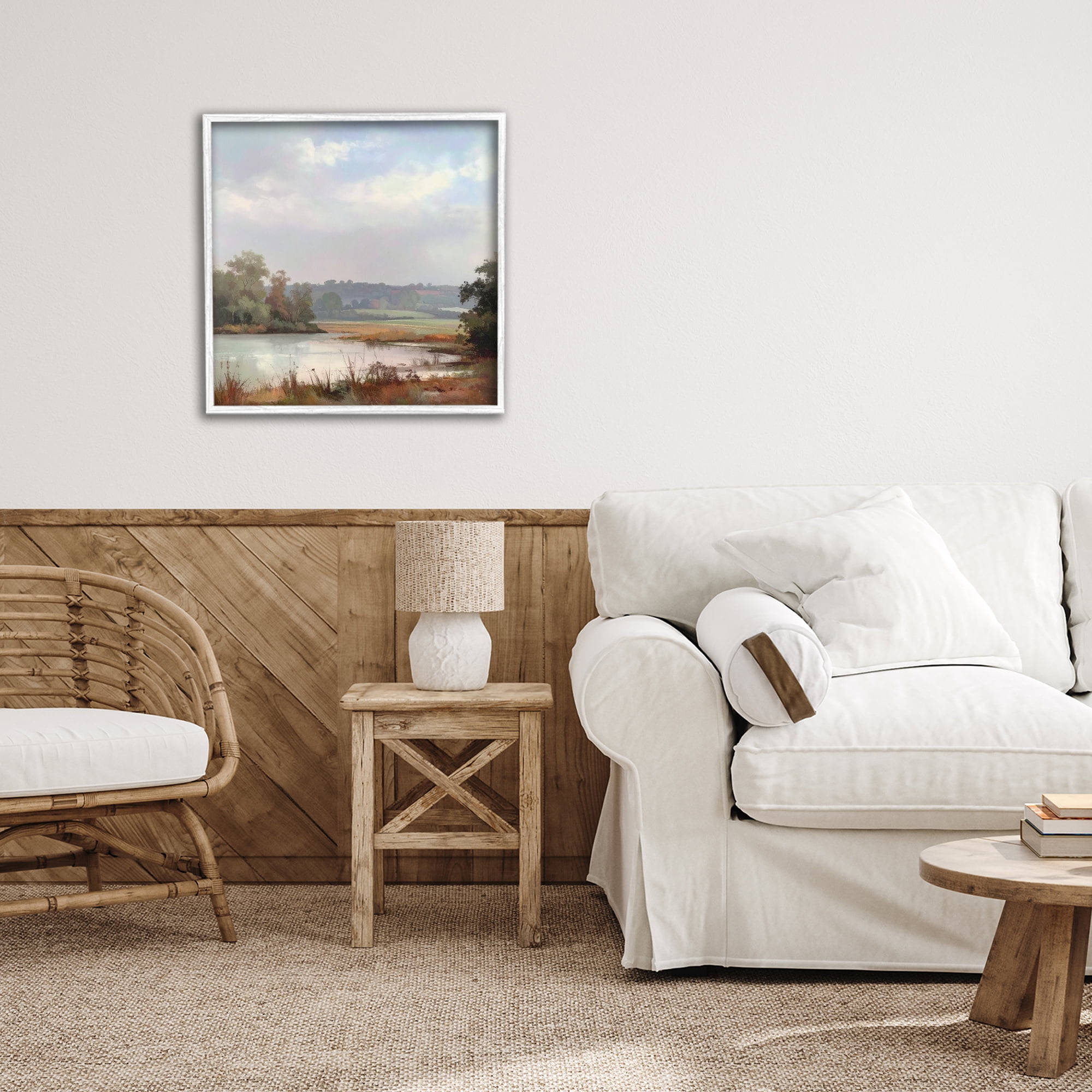 Stupell Industries Riverside Grove Scenery White Framed Giclee Art, design by Alonza Saunders