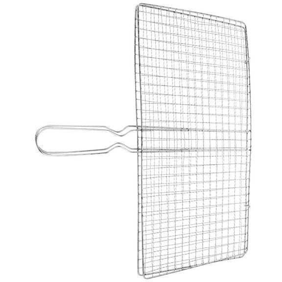 Masteelf Stainless Steel Folding Fish Grill Basket for Outdoor Barbecue, Seafood Grilling Net with Clips, Ideal for Camping, Picnics, Parties