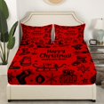 thumbnail image 2 of YST Ensemble de Literie de Noël pour Enfants 3 Pcs Flocon de Neige Bonhomme de Neige Drap-Housse pour Garçons Filles Cadeaux de Noël pour Femmes Draps de Lit de Noël Rouges Taille Complète avec 2 Taies d'Oreiller, Rouge (Complet), 2 of 4