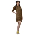 thumbnail image 3 of Moomaya Party Dress For Women Scoop Neck Moss Georgette 3/4 Sleeve Tunic Dress, 3 of 6