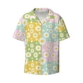 thumbnail image 4 of Uemuo Daisies Flowers Pattern Cotton Linen Short Sleeve Shirts,Casual Lightweight Button Down Shirts,Vacation Beach Summer Tops-Large, 4 of 7