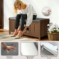 thumbnail image 4 of 2-Tier Shoe Storage Cabinet,43" Wooden Shoe Cabinet With Sliding Doors,Walnut Shoe Bench With Adjustable Shelves,Storage Bench for Entryway,Hallway,Bedroom, 4 of 7