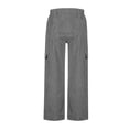 thumbnail image 6 of Karymi Jeans for Women Corduroy Straight Leg Cargo Pants, Elastic Partial Drawstring High Waist Solid Trousers, Multi Flap Cargo Pockets Streetwear Shorts for Women, 6 of 8