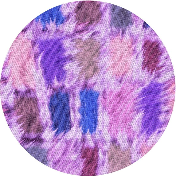 Ahgly Company Machine Washable Indoor Round Transitional Violet Purple Area Rugs, 3' Round