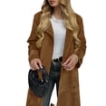 thumbnail image 4 of Spring Fall Long Sleeved Women Casual Faux Suede Coat Double Breasted Long Trench Coat with Belt, 4 of 7