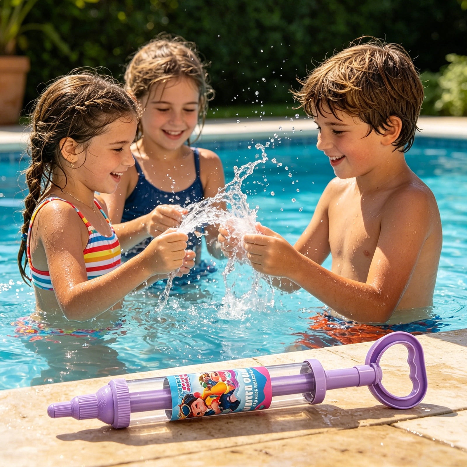 Firework Water Gun 15.75in 400ml, Manual Water Shooting, Perfect for Summer Outdoor Fun and Beach Activities (Sky Blue)