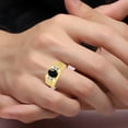 thumbnail image 2 of RYLOS Men's Rings 14K Yellow Gold Rings Classic Designer  9X7MM Oval Gemstone &  Diamond Ring Cabochon Onyx October Birthstone Ring Size 9, 2 of 7