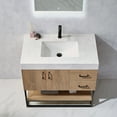 thumbnail image 2 of Vinnova Alistair 36" White Stone Top Oak Single Vanity Black Frame with Mirror, 2 of 5