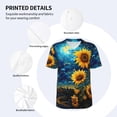 thumbnail image 3 of Hirioo Vintage Starry Sky Sunflower for Men's Baseball T-shirt Shirts Short Sleeve Casual Summer Button Stretch T Shirts,Size S-4XL-Large, 3 of 7