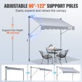thumbnail image 4 of VEVOR Auvent Rétractable Manuel, Auvent de Patio Extérieur Rétractable de 118 Pouces Pare-Soleil Abri, Auvent de Porte et de Fenêtre de Patio Ajustable avec Rideau Pare-Soleil de 39 Pouces pour Cour Arrière, Jardin, Balcon, 4 of 9