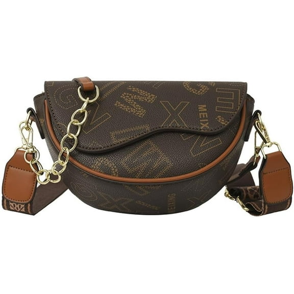 Crossbody Fanny Pack for Women Retro Letter Print Chest Waist Bag with Wide Strap Adjustable Belt Bag (Brown Plaid)