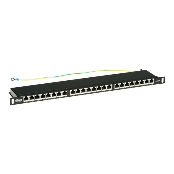 Tripp Lite Cat6a 24-Port High-Density Patch Panel - Shielded, Dual IDC, 568A/B, RJ45 Ethernet, 0.5U Rack-Mount (N252A-024-HUSHK)