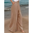 thumbnail image 4 of Sanopy Womens Casual Wide Leg Pants High Waisted Button Down Straight Long Trousers Palazzo Pants, 4 of 6