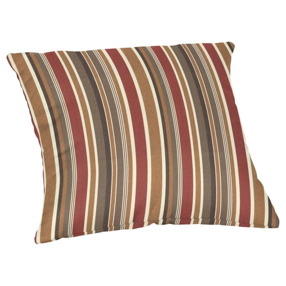 Casual Cushion Outdoor Throw Pillow, Striped Sunbrella Fade-Resistant for Patio Furniture, Adirondacks & Porch Swings, 18"W x 18"L, 6" thick, Reversible, Brannon Redwood