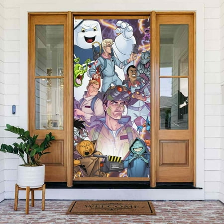 Ghostbusters-Marshmallow Door Cover Decorated Banner Tapestry Home Decoration Holiday Party Supplies Door Banner Porch Sign Banner 72.8 x 35.4 Inch