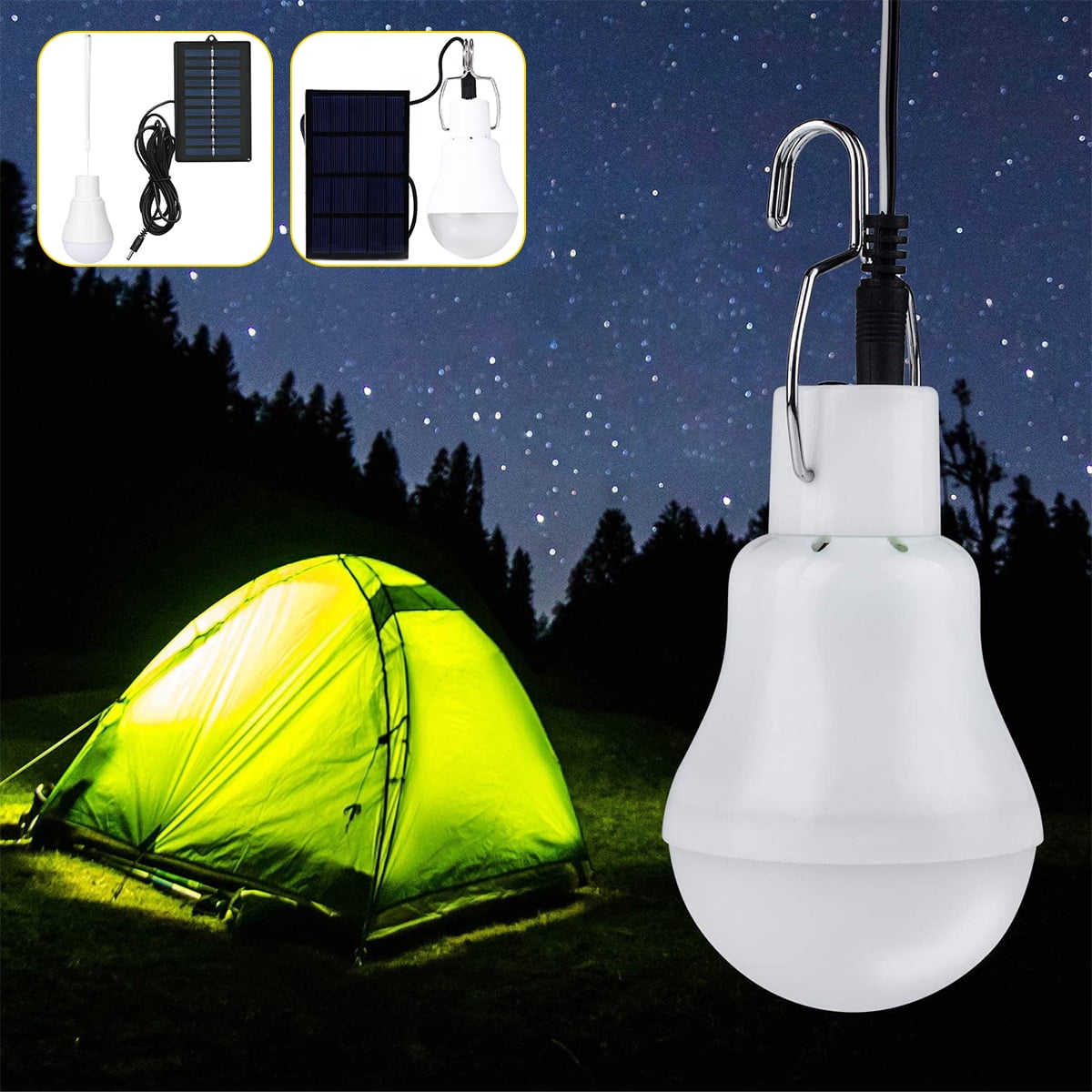Details about   Solar Panel Powered LED Lights Bulb Light Tent Lamp Yard Camping Outdoor Indoor 