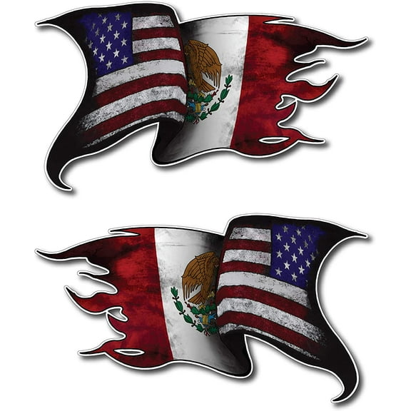 Pack of 2 USA American Mexico Mexican Pride Country Flag Window Decal Bumper Sticker Car Truck SUV