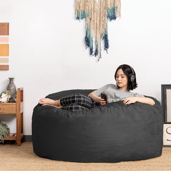 Jaxx 5 Foot Saxx - Big Bean Bag Chair for Adults, Black