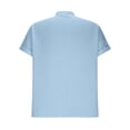 thumbnail image 5 of COSFO V Neck Mens Shirts Casual Short Sleeve Blue Cotton Linen Basic Tops Summer Button Regular Fit Mens Classic T-Shirt, 5 of 8