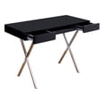 thumbnail image 2 of Sarai Wood Top Metal Base Computer Desk in Black/Chrome with Pull-Out Keyboard, 2 of 8