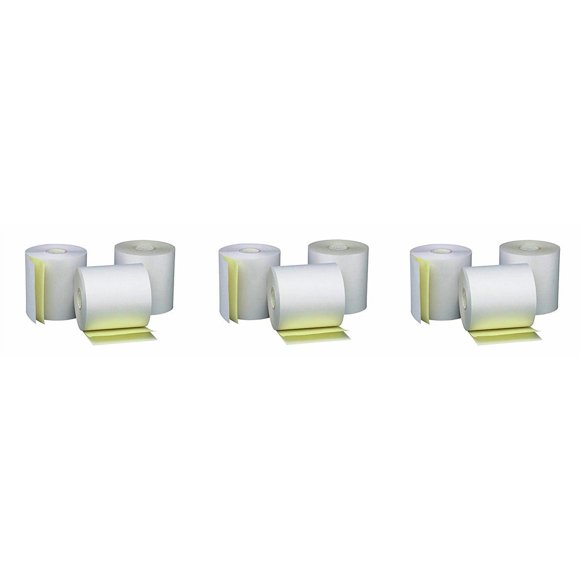 PM Company Rouleaux Sans Carbone Perfection Two Ply, 3 X 95 Pieds, Blanc/canari, 50 Rouleaux par Carton (07901) (Lot de 3)
