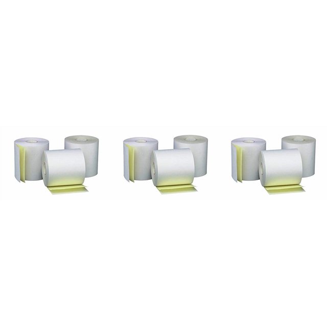 PM Company Rouleaux Sans Carbone Perfection Two Ply, 3 X 95 Pieds, Blanc/canari, 50 Rouleaux par Carton (07901) (Lot de 3)
