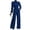 Blue, variant on akafmk Jumpsuit for Women Dressy Ribbed Knit Fleece Jumpsuits Back Button Zipper Pocket Wide Leg Romper Fashion Fall Outfits, Size 2XL
