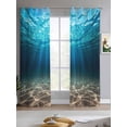 thumbnail image 2 of Light Blue Ocean Waves Sheer Curtains 84 Inch Length 2 Panels Set for Living Room/Bedroom, Summer Beach Coastal Abstract Kitchen Curtains Grommet Semi-Sheer Curtains Window Treatments 42"x84"x2, 2 of 7