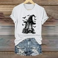 thumbnail image 2 of Clearance! HCURIBAD Shirts for Women, Women's Alphabet Witch Print Crew Neck Tee Halloween T-Shirt, Womens Graphic Tees, Halloween Shirts for Women 1PC Top White S, 2 of 4