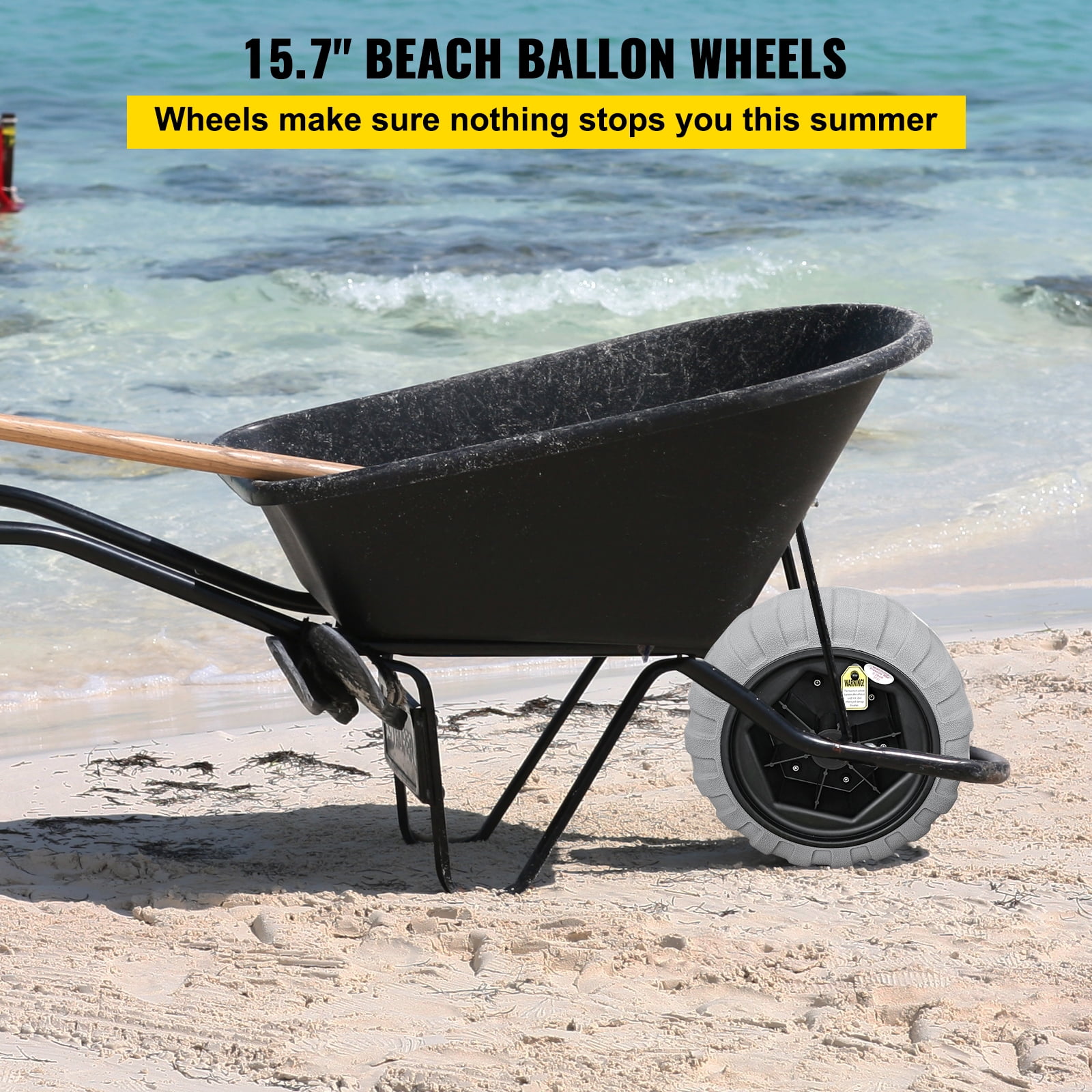 Vevor Beach Balloon Wheels 15.7 Replacement Sand Tires Tpu Cart Tires For Kayak Dolly Canoe Cart And Buggy W Free Air Pump 2 Pack Gray