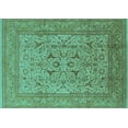 thumbnail image 1 of Ahgly Company Machine Washable Indoor Rectangle Oriental Turquoise Blue Industrial Area Rugs, 3' x 5', 1 of 4