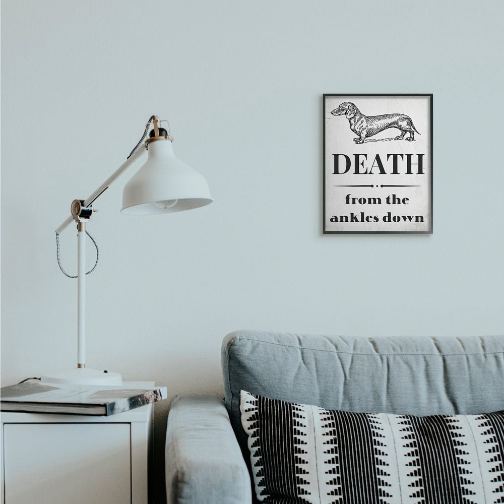 Stupell Industries Funny Dachshund Dog Ankle Quote Family Pet Framed Wall Art Design by Daphne Polselli, 11" x 14", Black Framed