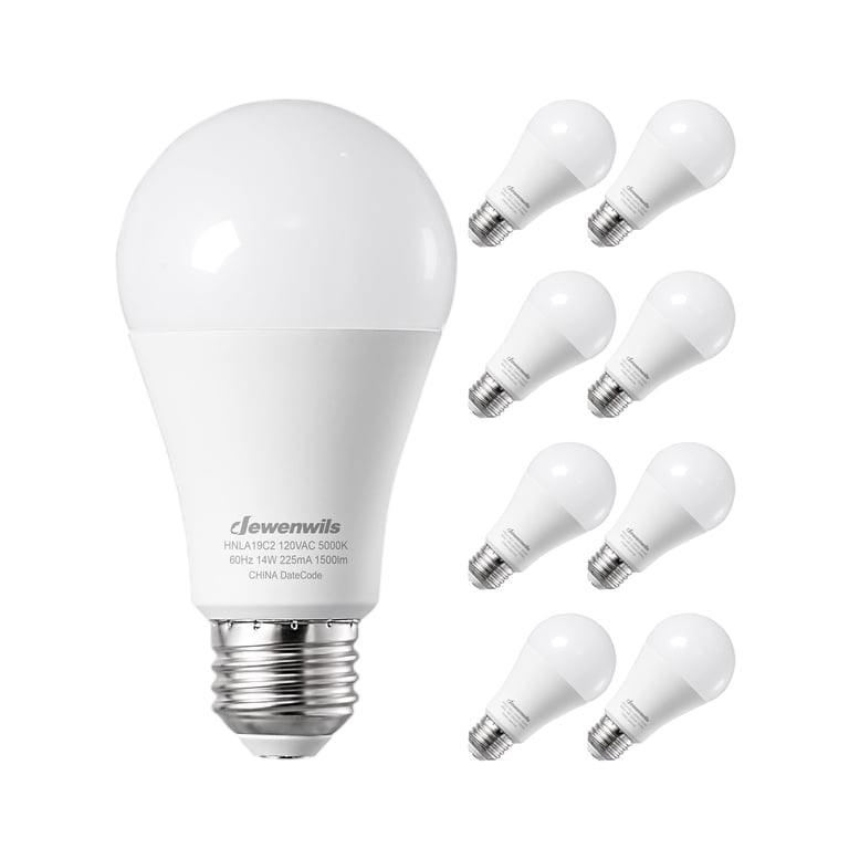 DEWENWILS A19 LED Bulbs, 100W Eq., Daylight, 8-Pack photo 1