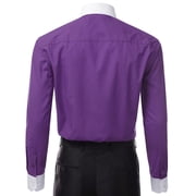 Berlioni Italy Men's Long Sleeve Two Tone Premium Dress Shirt