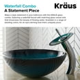 thumbnail image 6 of KRAUS Nature Series Green Glass Bathroom Vessel Sink and Waterfall Faucet Combo Set with Matching Disk and Pop-Up Drain, Chrome Finish, 6 of 8